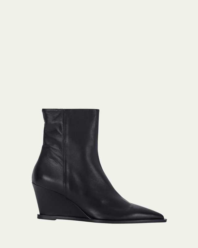 Pratella Leather Wedge Ankle Booties